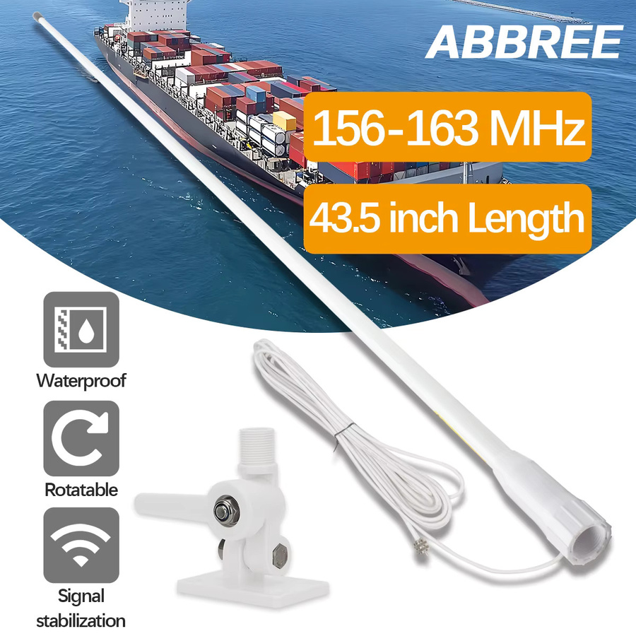 ABBREE X105M X107M VHF-Marine-Radioantenne in Weiß mit hoher Verstärkung aus wasserdichtem Fiberglas und RG-58U Kabel für die Schiffs-Kommunikation - Bild 3