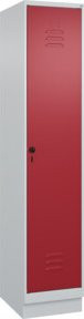 C+P Spind Classic PLUS Garderobenschrank mit Sockel, 1 Abteil, Grau/Rot, H x B x T: 195 x 40 x 50 cm - Bild 1