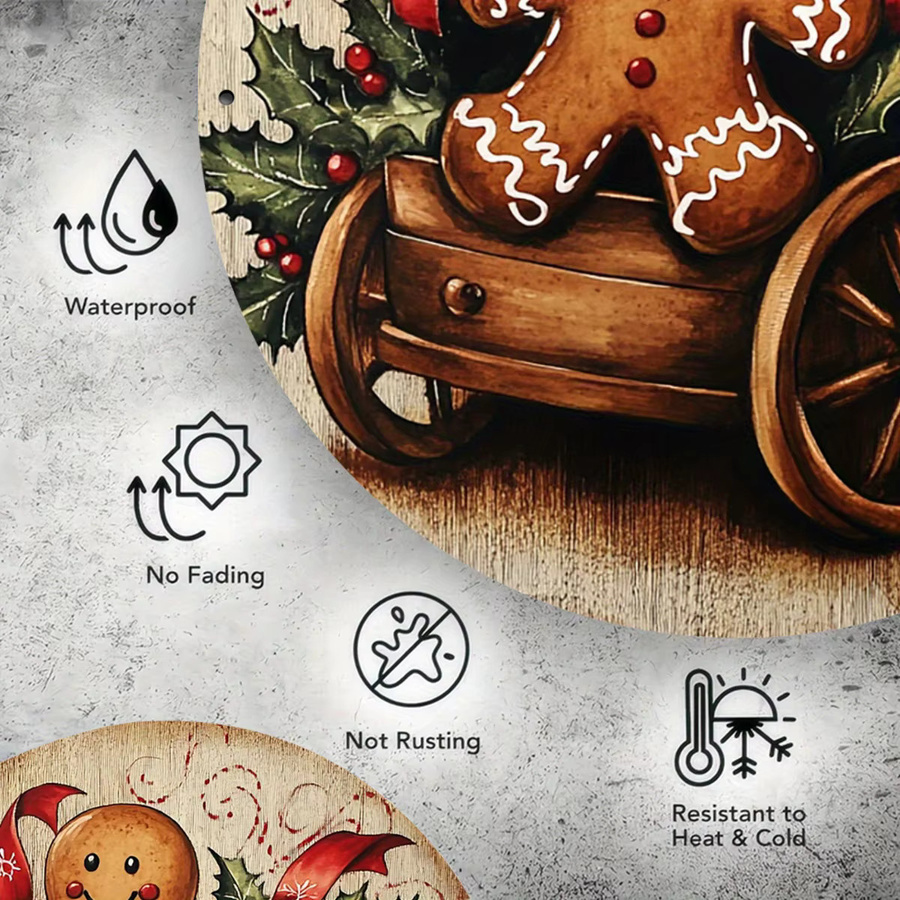 Rundes Lebkuchen-Metallschild von Potdemiel im Vintage-Design für Weihnachten, Durchmesser: 20,3 cm, Mehrfarbig - Bild 5