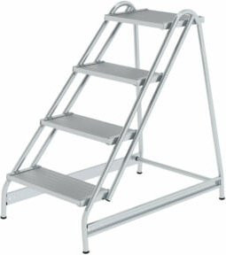 Günzburger Steigtechnik MUNK 50052 Aluminium Arbeitstreppe fahrbar Silber mit 4 Stufen und 3m Arbeitshöhe - Bild 2