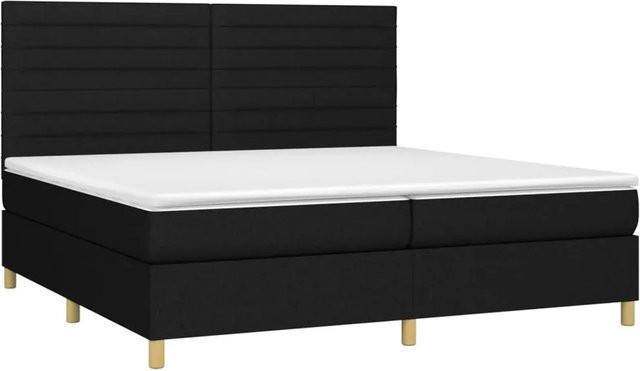 vidaXL Boxspringbett mit Matratze und LED-Beleuchtung in Schwarz, Hybrid-Bett mit USB-Anschluss und Taschenfederkern, B/T/H: 200 x 200 x 35 cm - Bild 1