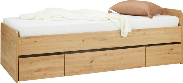Based Bett in Eichefarben mit Schubladen B/T/H: 90 x 204 x 60 cm - Bild 1