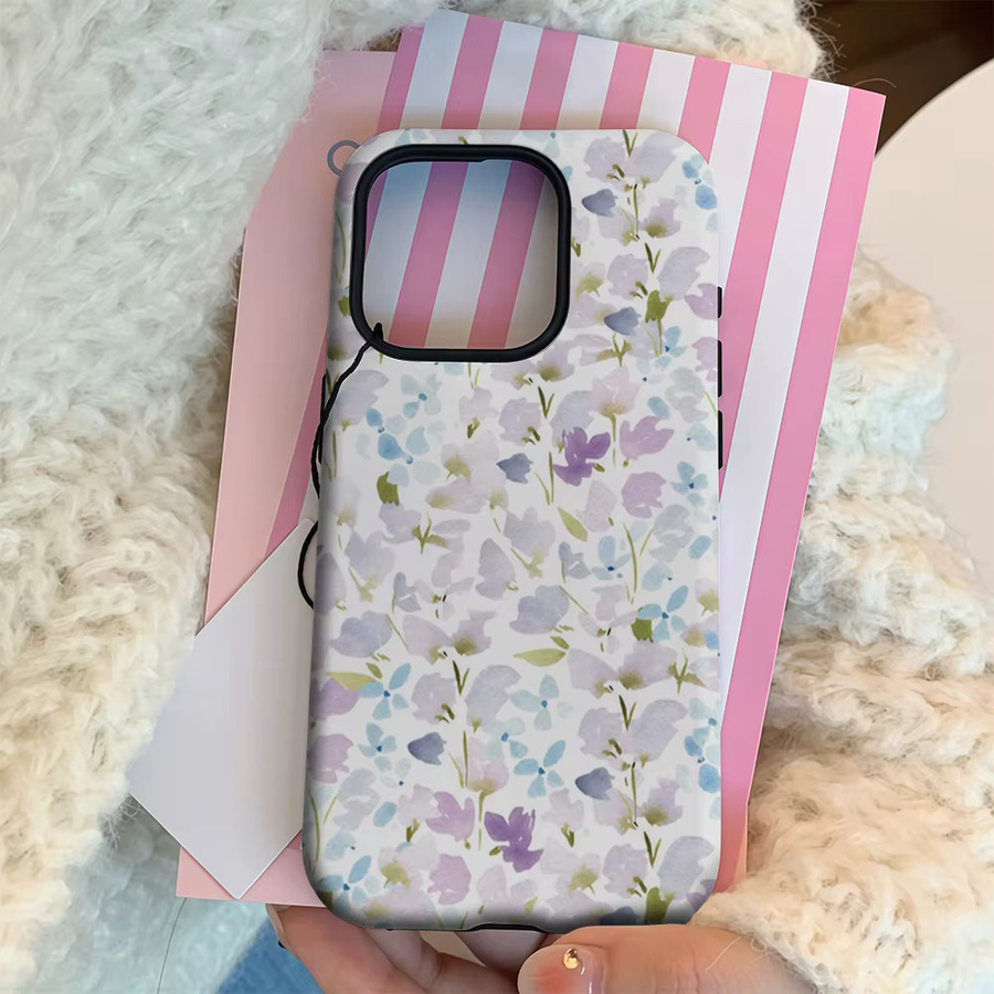 Potdemiel Handyhülle mit Aquarell Blumen Design für iPhone 17 16 15 14 13 12 11 Pro Max Plus Multicolor mit doppelschichtiger Rückseite - Bild 3