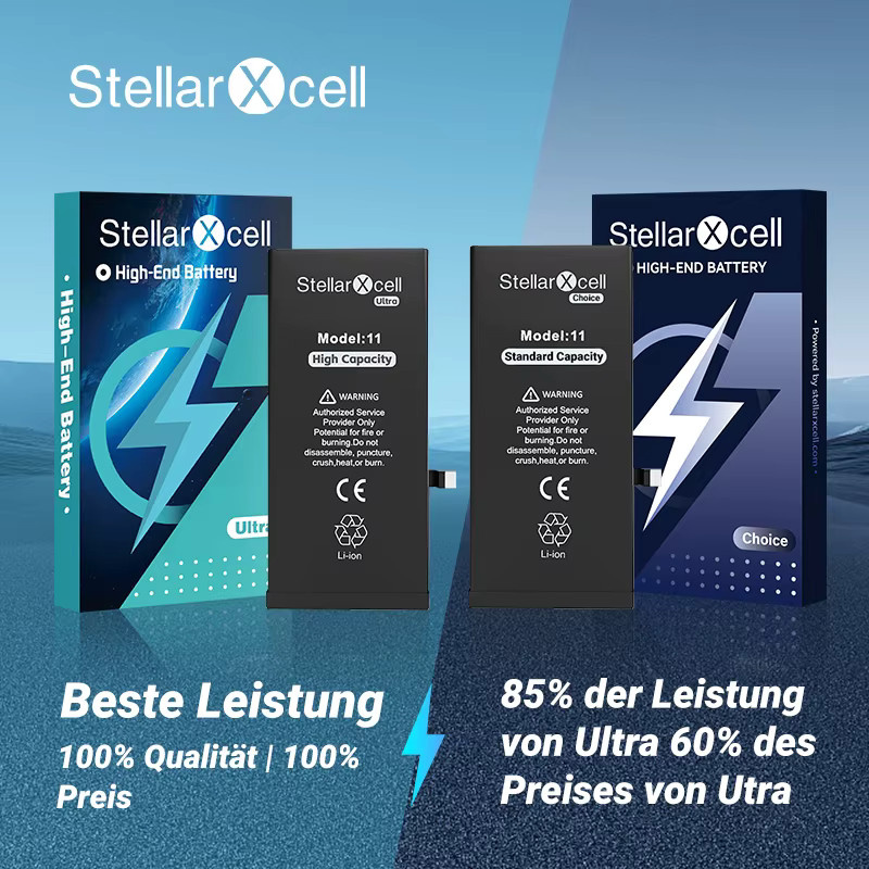 StellarXcell Choice Akku für iPhone 11 12 13 14 15 mini Plus Pro Max in Schwarz mit Standard-Kapazität und Standard-Qualität - Bild 5