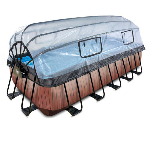 EXIT Toys Wood Pool Rahmenpool rechteckig Braun mit Sandfilterpumpe und Abdeckung B/T/H: 540 x 250 x 122 cm - Bild 2