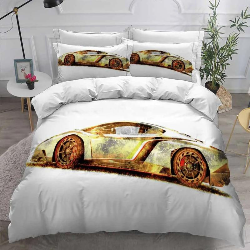 Bettwäsche-Set Lodestar mit 3D-Auto-Print in Schwarz, Doppelbett-Bettbezug und Kissenbezug aus Mikrofaser, B/T: 200 x 200 cm - Bild 2