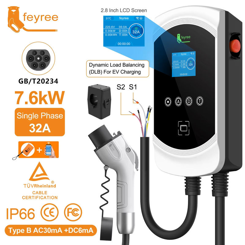 Feyree EV-Ladegerät mit GB/T-Anschluss, Dynamische Lastausgleich-Ladestation mit APP-Steuerung, EVSE Wallbox, Weiß - Bild 7