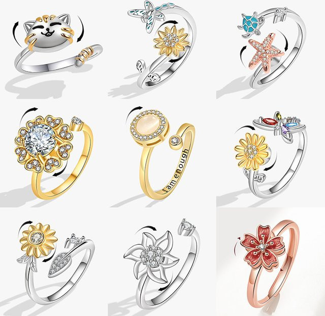oly2u Ring, Silber, Damen, Schmetterling, Blume, Ohne Stein - Bild 1