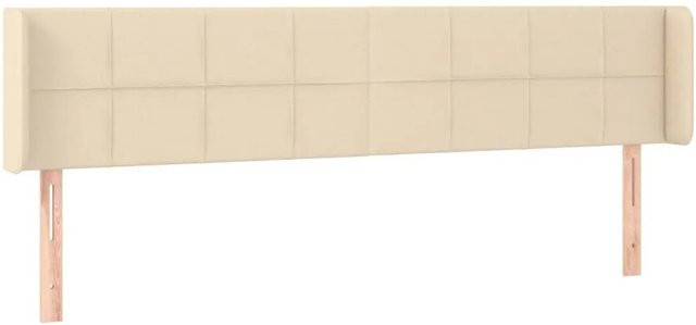vidaXL Kopfteil mit Ohren in Creme, gepolstertes Stoff-Kopfteil aus Polyester und Lärchenholz, B: 203 cm, T: 16 cm, H: 78-88 cm - Bild 1