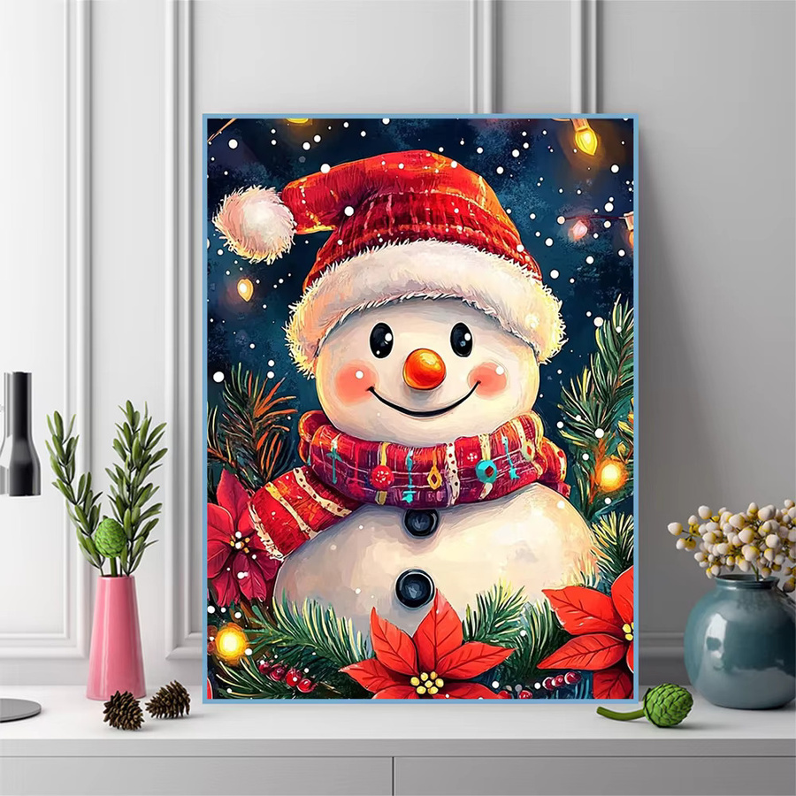 Evershine 5D DIY Diamant Mosaik Schneemann, Diamant Malerei, Winter Landschaft Bild - Bild 3