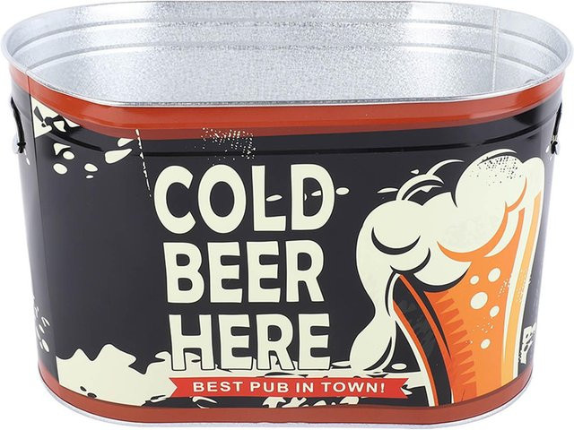 DIYelecs Bierkühler aus Metall in Schwarz mit Seitengriffen und ovalem Design für Bar und Barbecue - Bild 1