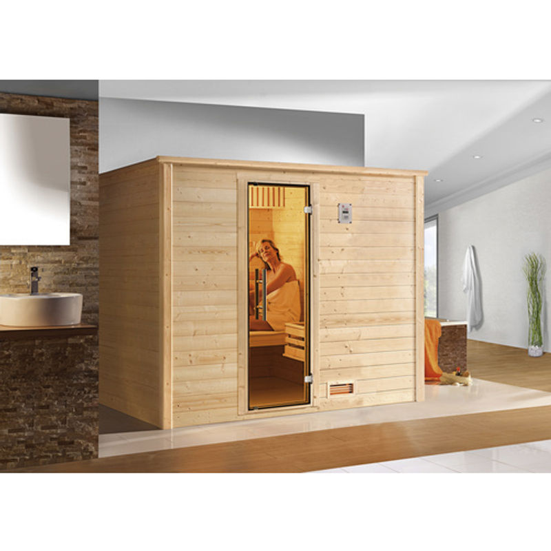 WEKA Massivholzsauna Bergen 3 ohne Ofen mit Glastür in Beige B/H/T: 248 x 203,5 x 198 cm - Bild 2