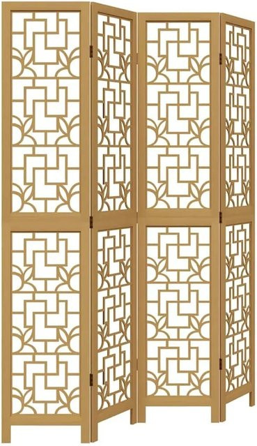 vidaXL 4-teiliger Raumteiler aus Massivholz Paulownia in Braun mit geometrischem Design, Höhe: 145 cm, Breite: 200 cm - Bild 1