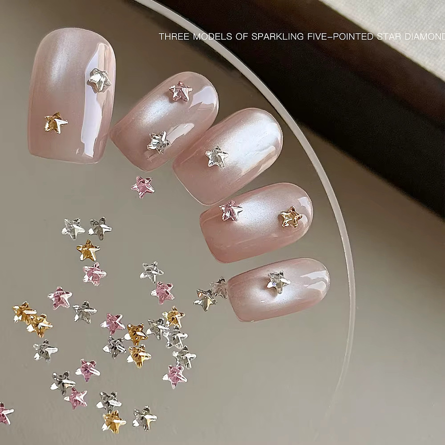 MAFANAILS Nail Art Charms, 30 Stück, 3 mm Mini fünfzackiger Stern Zirkon, glänzend - Bild 2