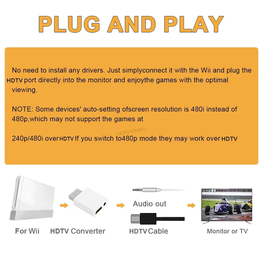 Mayflash Wii zu HDMI Konverter in Weiß für 1080p und 720p Videoausgang mit 3,5 mm Audioanschluss - Bild 3