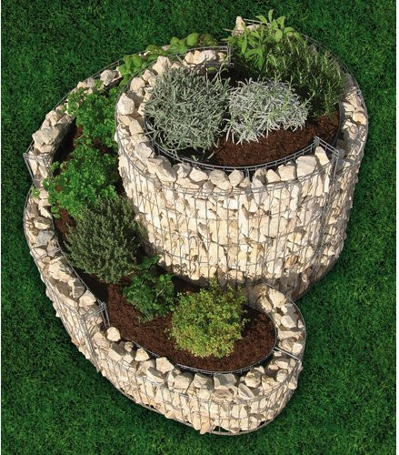 Bellissa Gabionen-Kräuterspirale aus Stahl in Silberfarben, B/T/H: 90 x 60 x 110 cm - Bild 1