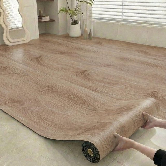 AOJY Selbstklebende Vinylboden-Fliesen in Grau und Braun, wasserfest und rutschfest, modern Design, Breite: 40 cm, Länge: 2 m - Bild 1