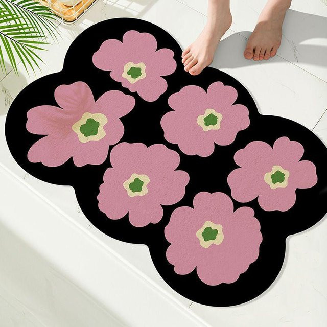Wasserabsorbierende Diatomeenerde Bodenmatte für das Badezimmer, rutschfeste Fußmatte in Weiß, B/T: 60 x 40 cm - Bild 1