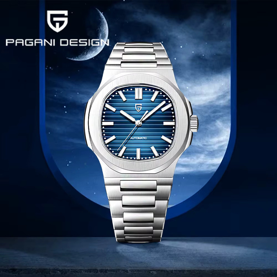 Pagani Design Armbanduhr, Automatik, Edelstahl, Blau, Saphirglas, Herren - Bild 2