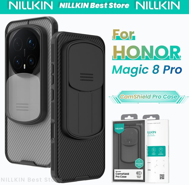 Nillkin Handyhülle für Honor Magic 8 Pro in Schwarz und Transparent mit Linsenschieber und stoßfestem Hardcover aus TPU und PC - Bild 1