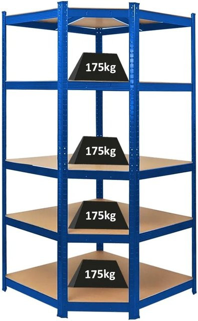 PROREGAL Eckregal Ragnar blau, Steckregal für Keller, Garage und Lager, H x B x T: 180 x 90 x 60 cm - Bild 1