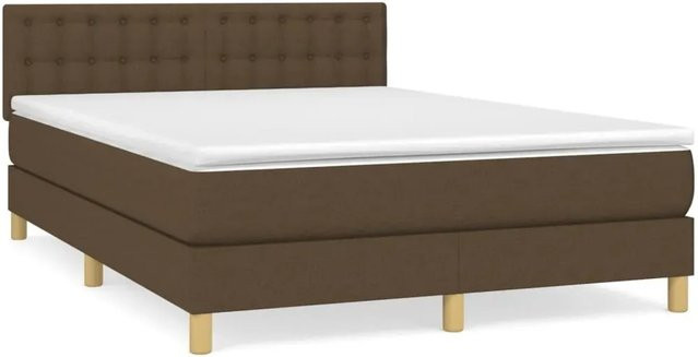vidaXL Boxspringbett mit Matratze in Braun aus Stoff, B/T: 140 x 190 cm - Bild 1