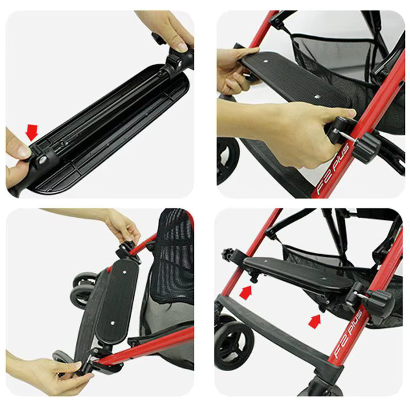 Einstellbares Kinderwagen Trittbrett als Fußstütze und Pedal in Schwarz und Multicolor - Bild 3