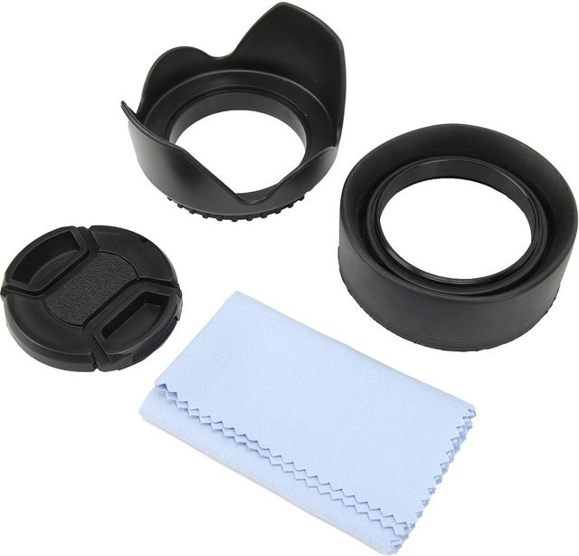 Koogeelife 4-in-1 Gegenlichtblenden-Set mit Gummi-Gegenlichtblende, Lotusblende, Objektivdeckel und Reinigungstuch in Schwarz, 67mm und 55mm - Bild 1