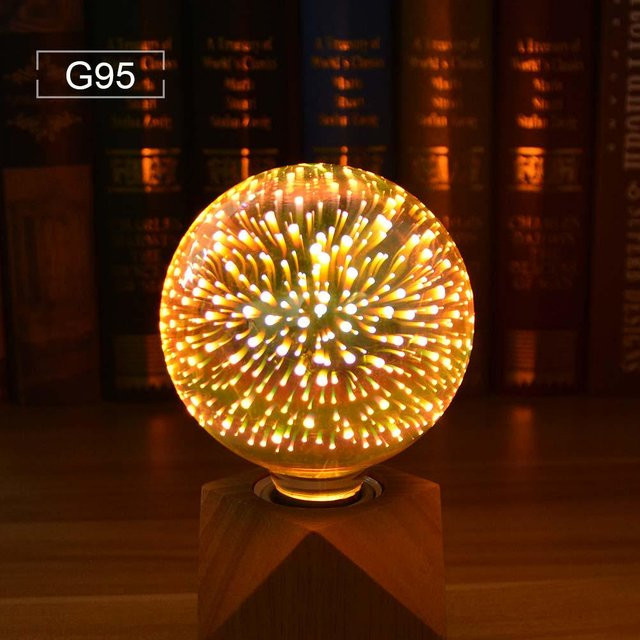 MALITAI LED Edison Vintage Glühbirne mit 3D-Feuerwerk-Effekt, E27, warmweiß, Glas, Dekoration für Heim und Weihnachtsfeier - Bild 1