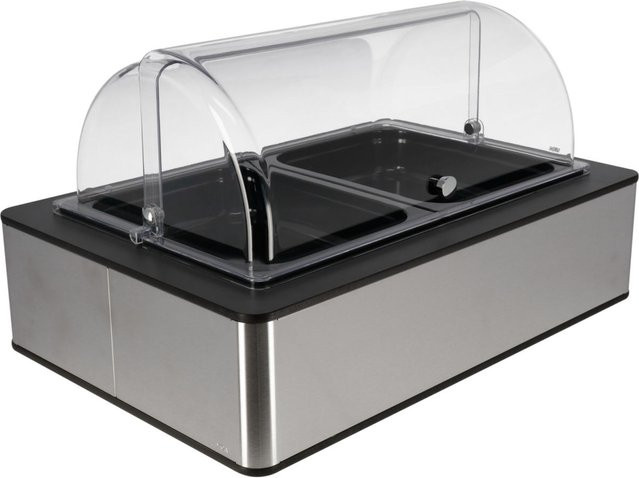 VEGA Buffetvitrine Fundale hoch mit 2x GN 1/2 und GN 1/1, Melamin, Edelstahl, Anthrazit, Schwarz und Transparent, B: 42,5 cm, T: 63 cm, H: 33,9 cm - Bild 1