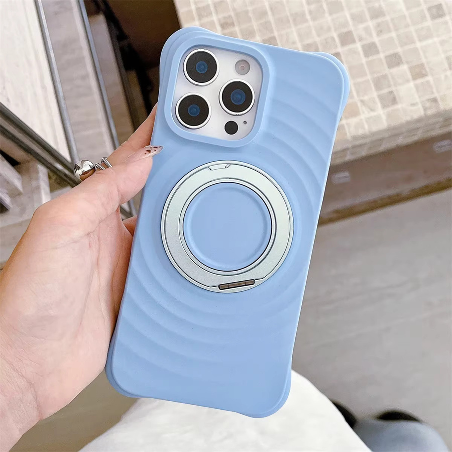 Magnetische Silikon-Handyhülle mit Wasserwellen-Design und Ring-Halterung für iPhone 17 Air, 16, 15 und 14 Pro Max, MagSafe kompatibel, Farbe: Pink - Bild 2