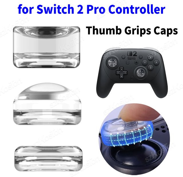 SZKOSTON Silikon-Joystick-Kappen für Switch 2 Pro Controller, rutschfeste Daumengriffe in Transparent - Bild 1