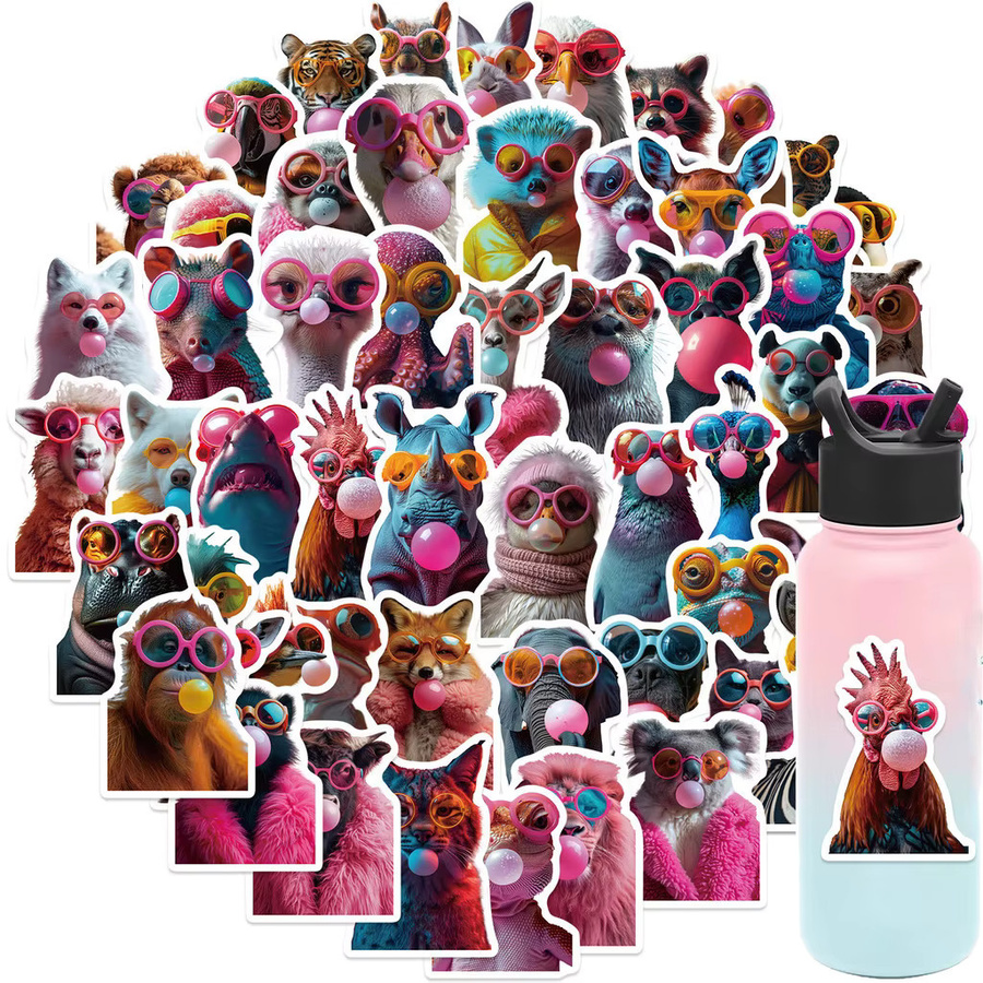 50 Stück wasserfeste Cartoon-Blasen-Tier-Aufkleber in Multicolour von BulingBulingStickers Store für Gepäck, Telefone und Laptops - Bild 2