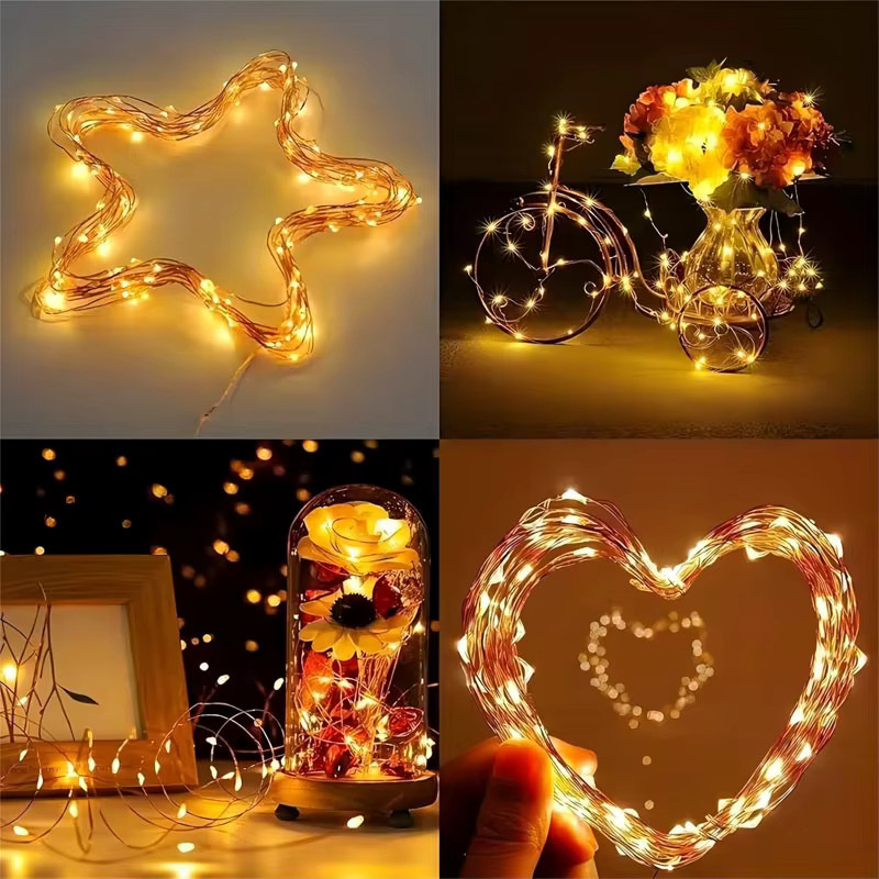 Wiederaufladbare Kupferdraht-Lichterkette von VENUSWING in Warmweiß mit Timer und 8 Beleuchtungsmodi für Weihnachts-, Hochzeits- und Halloween-Dekoration - Bild 4