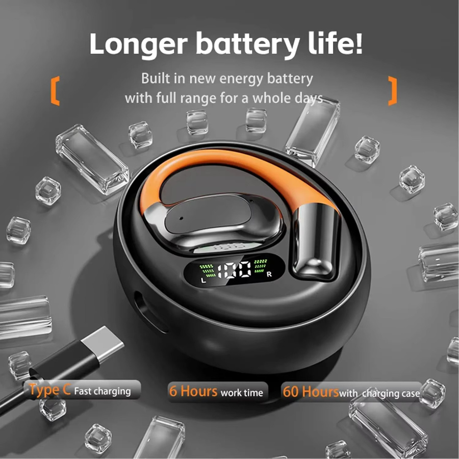 EARDECO Clip-on TWS kabellose Bluetooth-Kopfhörer mit Stereo-Sound und Mikrofon in Weiß für den Sport - Bild 3