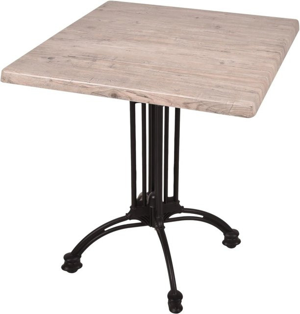 DELUKE Bistrotisch JELENA quadratisch Hellbraun aus Holz und Aluminium für drinnen und draußen B/B: 70 x 70 cm - Bild 1