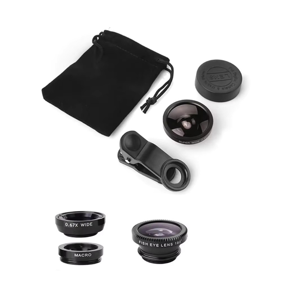 3-in-1 Kamera-Kit für dein Smartphone mit Weitwinkel-Zoom, Fisheye und Makroobjektiv in Schwarz, kompatibel mit iPhone 16, Xiaomi und Huawei - Bild 7
