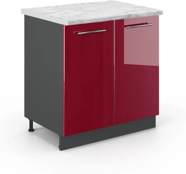 Vicco Spülenunterschrank Fame-Line Bordeaux Hochglanz Anthrazit B: 80 cm, T: 60 cm, H: 82 cm - Bild 1