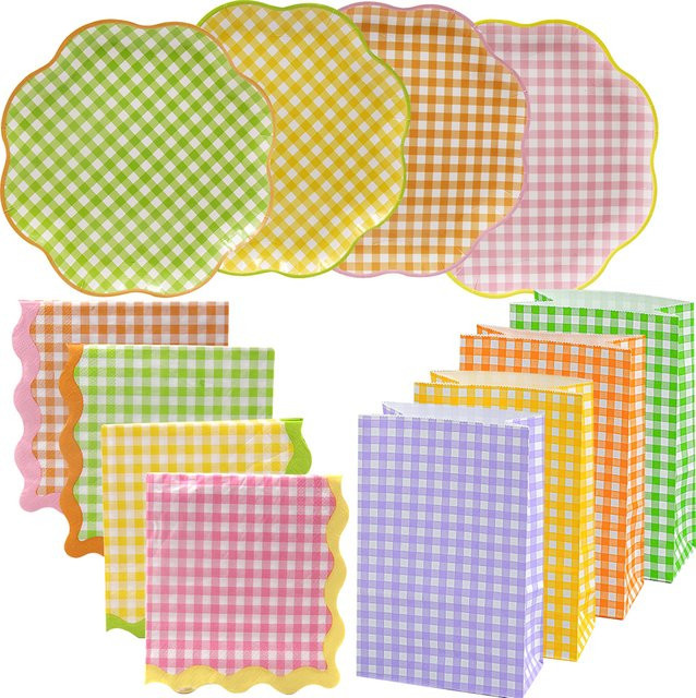 Einweg-Papiertüten für Süßigkeiten in Rosa, Gelb und Lila für Ostern und Frühlingspartys - Bild 1