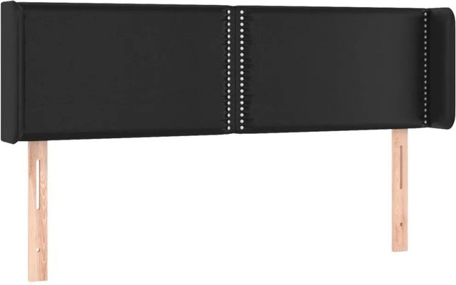 vidaXL Kopfteil mit Ohren in Schwarz aus Kunstleder, B/T/H: 147 x 16 x 78/88 cm - Bild 1