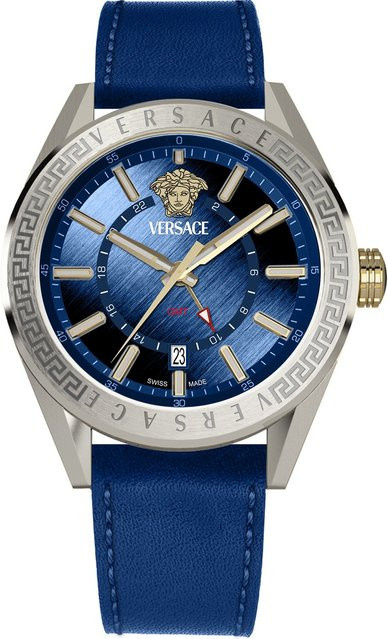 Versace Herrenuhr V-Code GMT, Quarz, Edelstahl, 42 mm, Blau, 5 ATM - Bild 1