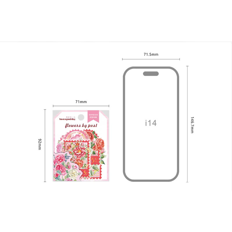 30 Stück transparente PET-Aufkleber mit Blumenmotiven in 6 verschiedenen Arten, bunt und silberfarben, Dekorationsmaterial für Bastelarbeiten - Bild 2