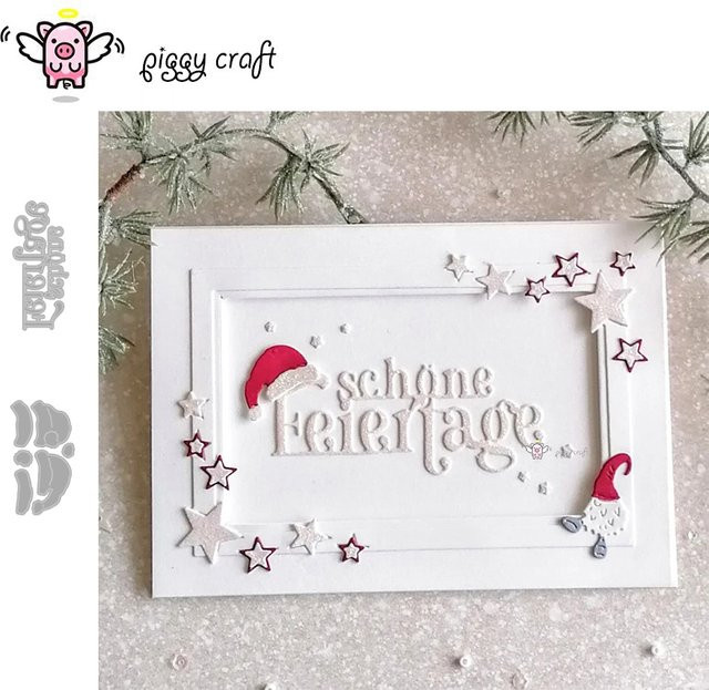 Piggy Craft Metall-Stanzform für Weihnachtsbrief und Hut zum Basteln von Scrapbooks und Papierarbeiten - Bild 1