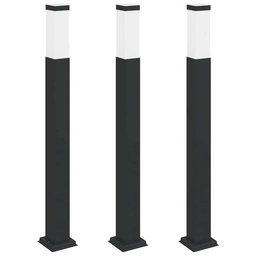 Set aus 3 vidaXL Pollerleuchten in Schwarz aus Edelstahl mit IP44 Schutzklasse und E27 Fassung, Höhe: 80 cm - Bild 2