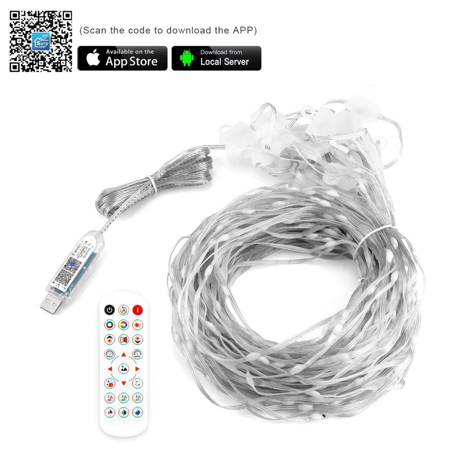 AIMENGTE Intelligente LED-Vorhang-Lichterkette mit 400 RGB-LEDs, Pixelanzeige und Bluetooth-App-Steuerung via USB 5V - Bild 4