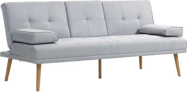 HOMCOM Schlafsofa Click-Clack aus Polyester und Leinen in Hellgrau mit Armlehnen und Schaumstoffpolsterung, B/T/H: 181 x 77 x 78 cm - Bild 1