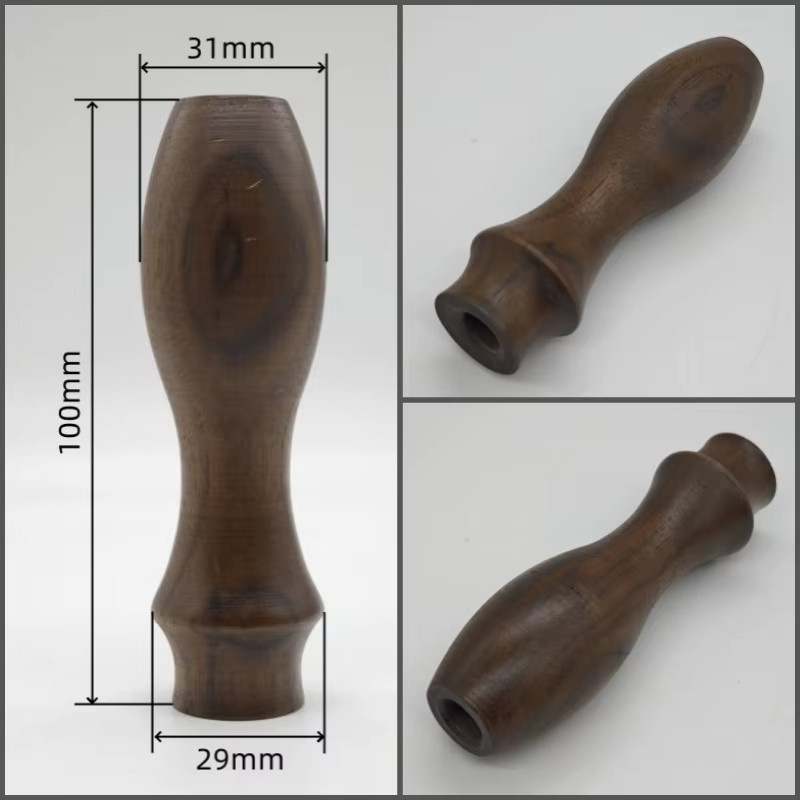 Retro Wandleuchte aus Massivholz in Braun mit Schwarznuss-Griff als dekoratives Beleuchtungszubehör - Bild 3