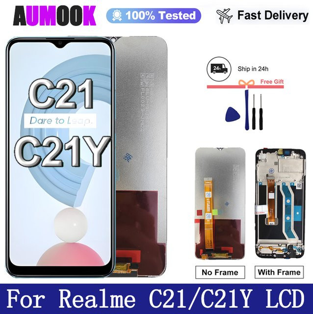 Realme C21 LCD Display mit Touchscreen Digitizer Montage in Schwarz, 6.5 Zoll Ersatzdisplay für Realme C21Y RMX3261 RMX3263 - Bild 1