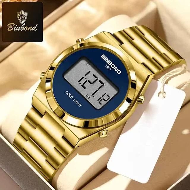 BINBOND Digitaluhr, Edelstahl, Silber, Herren - Bild 1