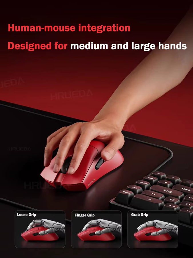 EWEADN A5 Pro Ultra Wireless Gaming-Maus, ergonomische E-Sport-Maus in Schwarz mit PAW3395/3311 Sensor und bis zu 26K DPI - Bild 2